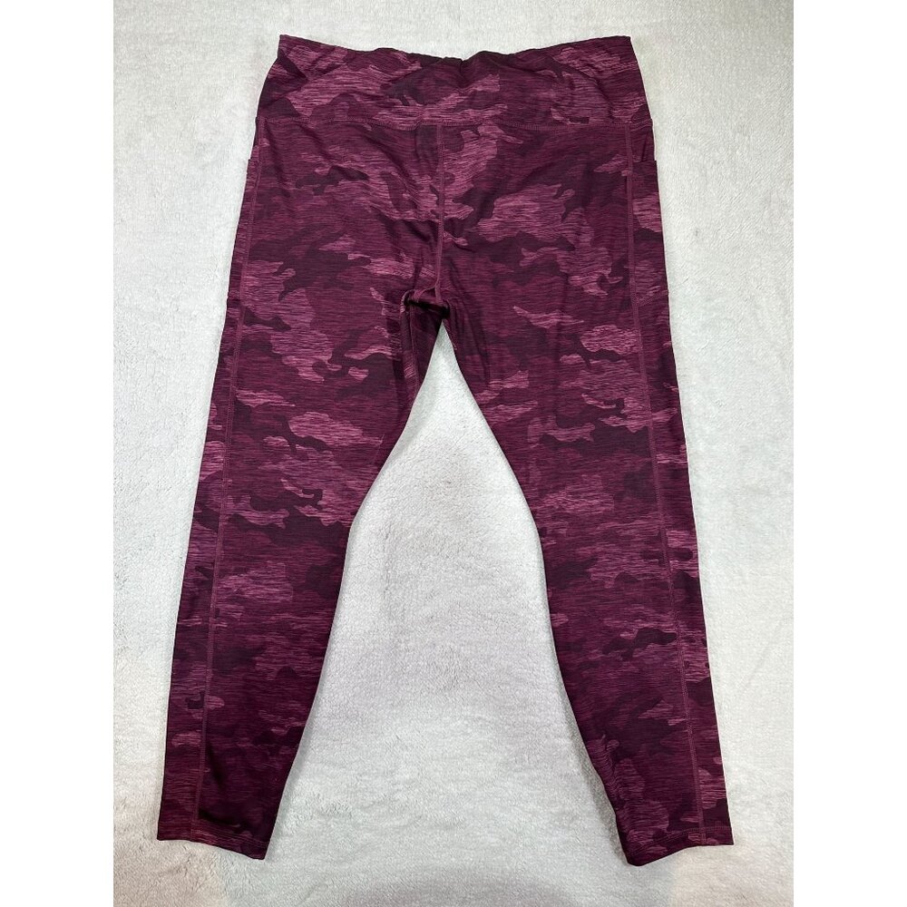 Avia Womens XXL Camouflage Leggings Stretch Fit Maroon Purple Activewear - Picture 2 of 9